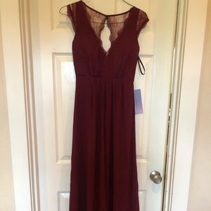 Burgundy Lace Prom Dress